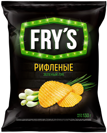 Чипсы из натурального картофеля рифленые «FRY’S» со вкусом «Зеленый лук» 130 г